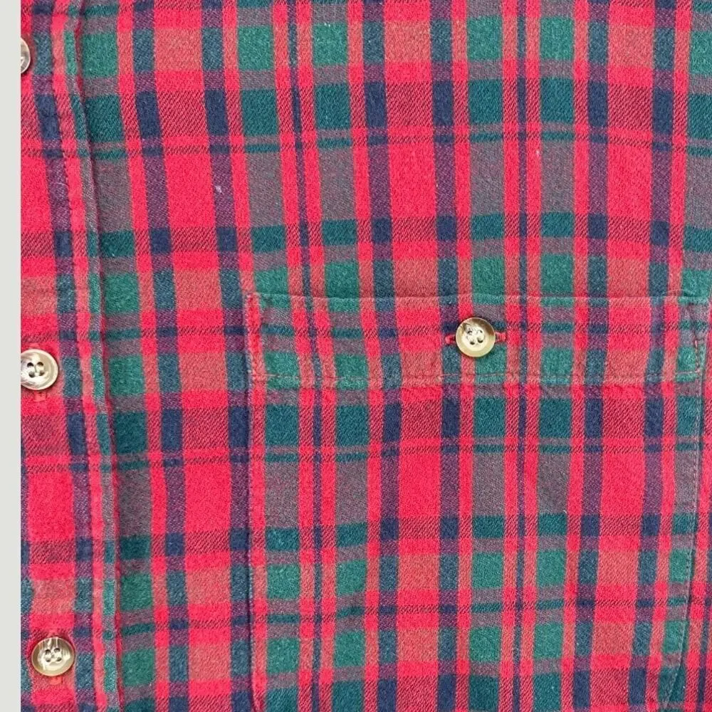 Vintage Woolrich Plaid Flannel Shirt XL Red Green Heavyweight Workwear Button Up - Picture 6 of 7